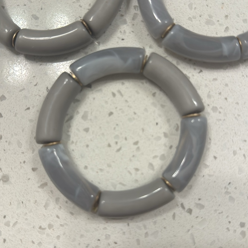 Blue/Gray Chunky Bracelet Stack - Picture 4 of 5